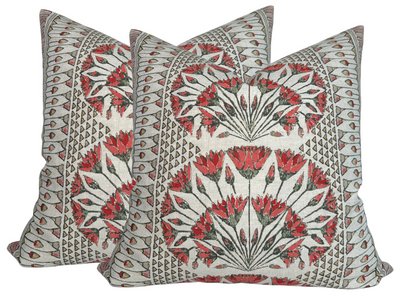 Cairo Pillow Cover in Coral, Thibaut Pillows