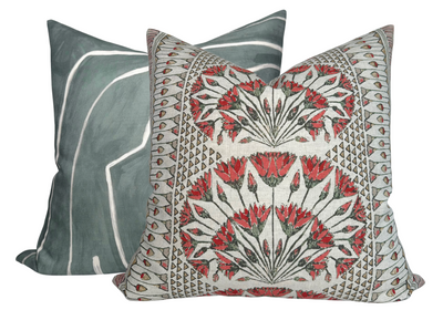 Cairo Pillow Cover in Coral, Thibaut Pillows
