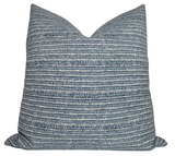 Saqqara Pillow Cover in Atlantic Blue showing fabric texture and invisible zipper detail