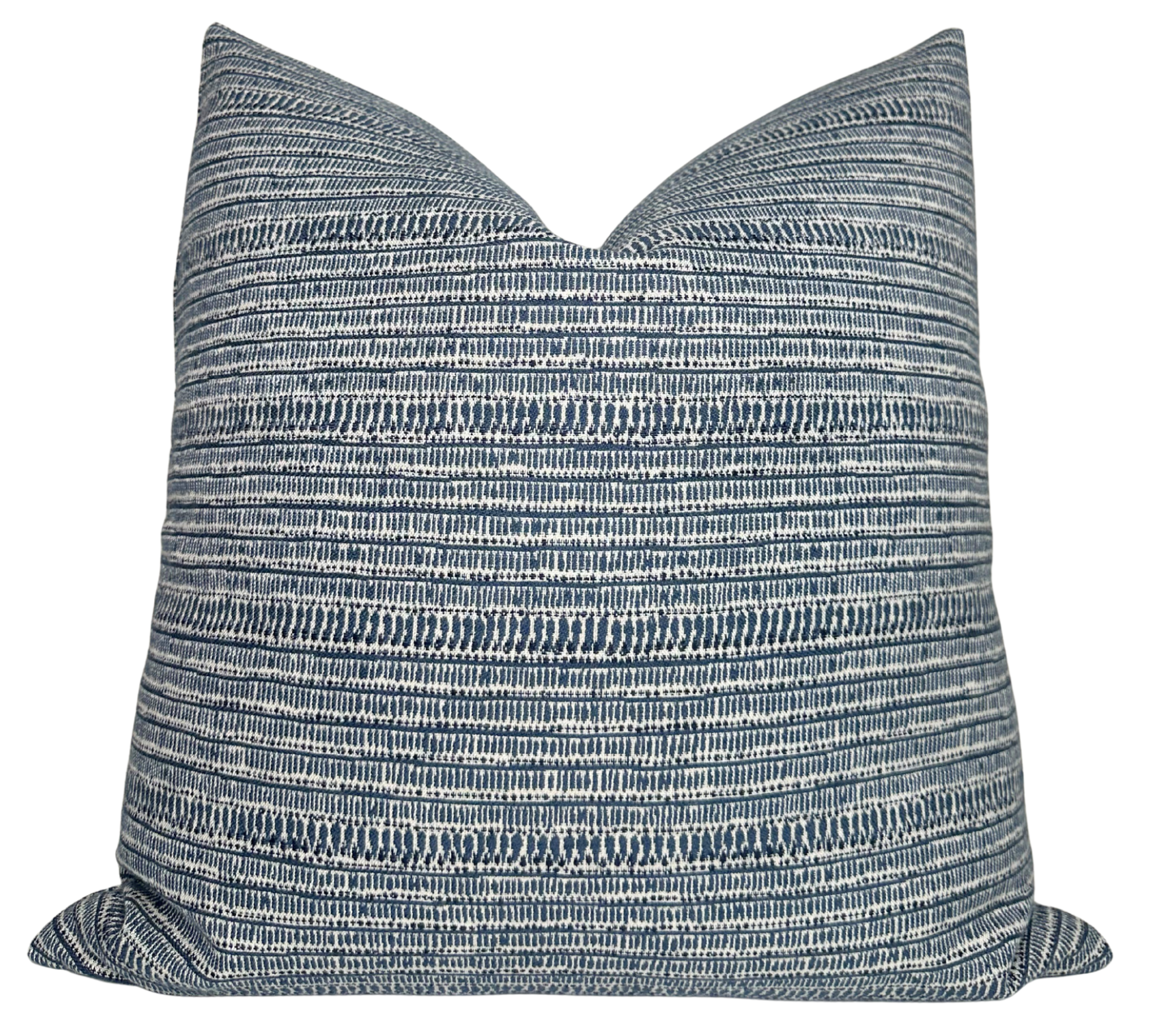Saqqara Pillow Cover in Atlantic Blue showing fabric texture and invisible zipper detail