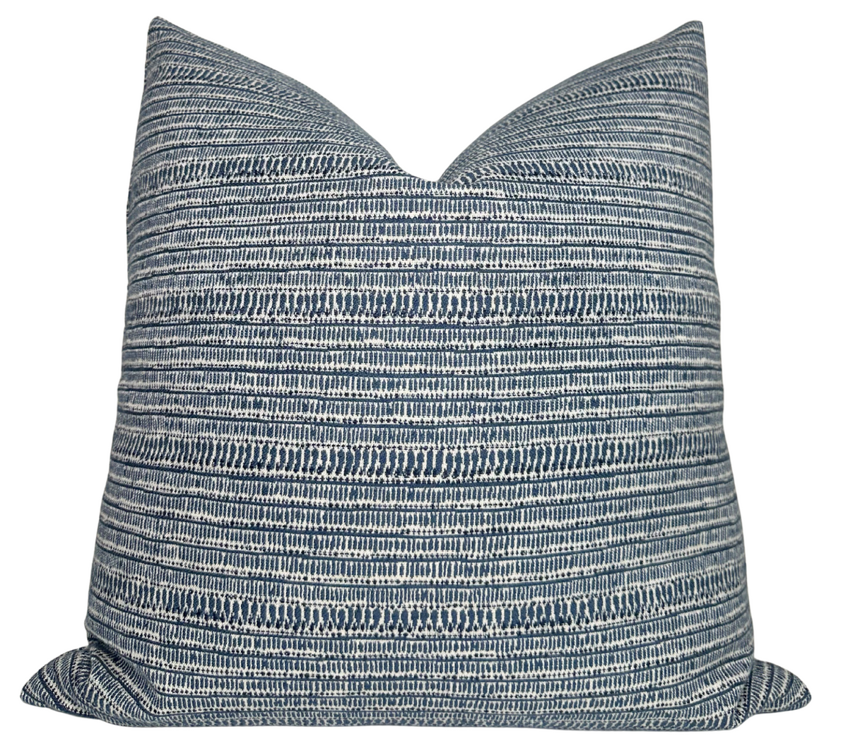 Saqqara Pillow Cover in Atlantic Blue showing fabric texture and invisible zipper detail