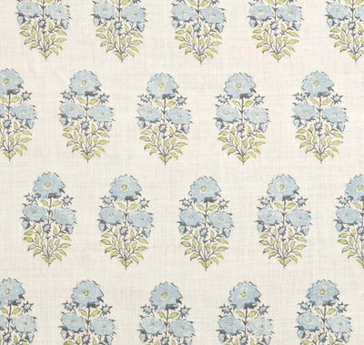 Mughal Flower Pillow Cover in Monsoon Blue, Lisa Fine Textiles