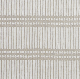 Beige pillow cover with white vertical dash and dot pattern arranged in horizontal rows, creating a modern textured design.