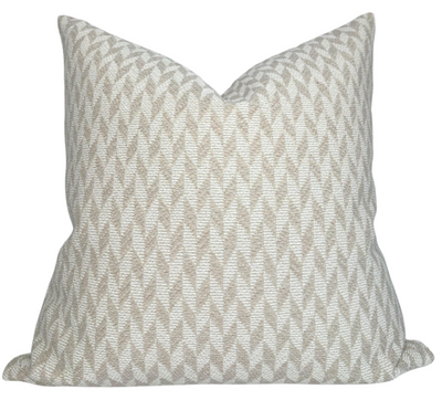 Tupai Woven Pillow Cover in tan brown woven fabric with ivory back