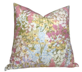 Fleur Linen Pillow Cover in Blush showing floral print front and ivory linen backing