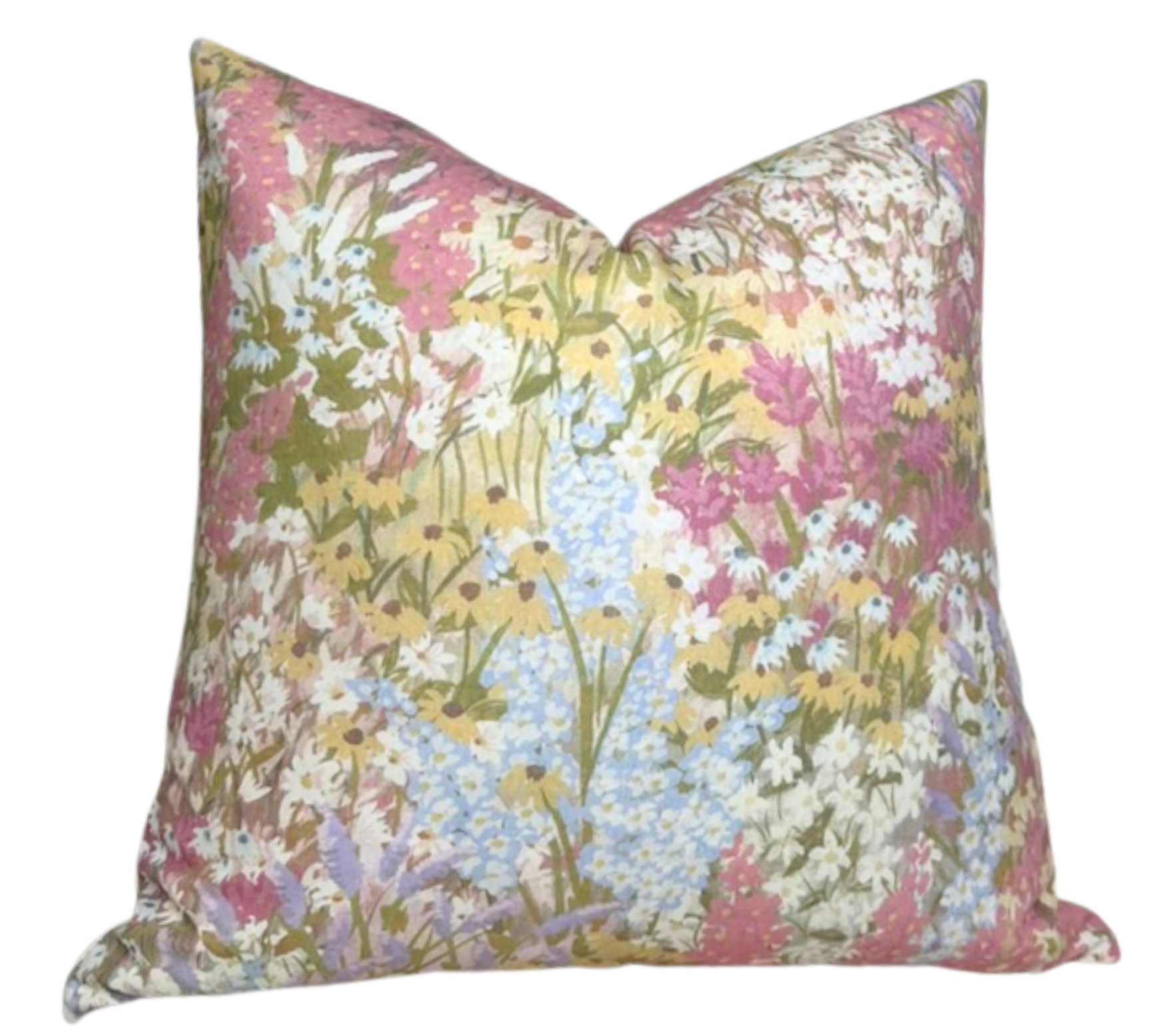 Fleur Linen Pillow Cover in Blush showing floral print front and ivory linen backing