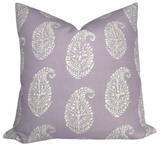 Kashmir Paisley Pillow Cover in Lilac Purple with ivory linen back