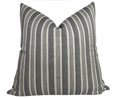 Amida Pillow Cover in charcoal woven fabric with natural back by Peter Dunham Textiles