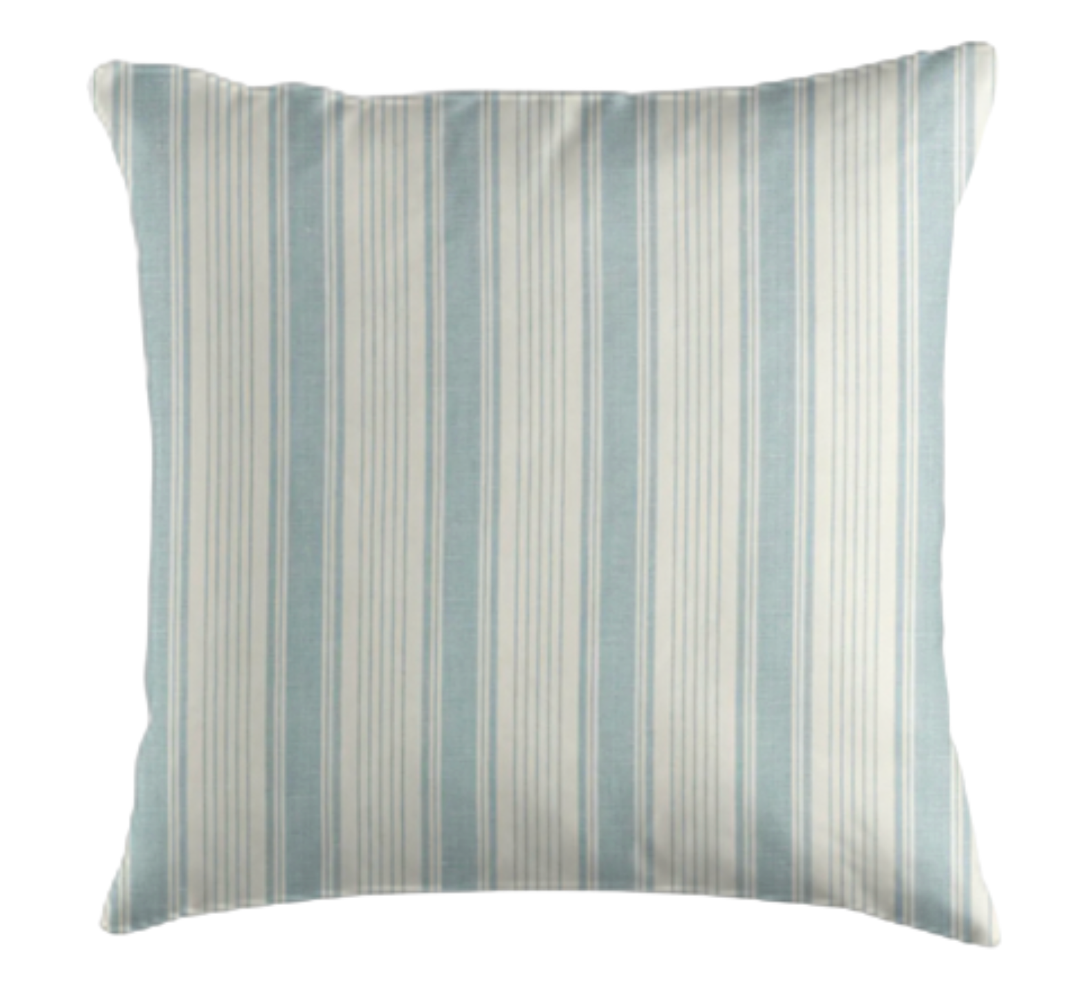 Ojai Stripe Pillow Cover in China Blue front with white linen backing