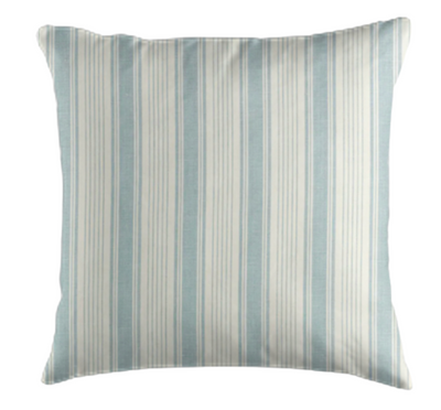 Ojai Stripe Pillow Cover in China Blue front with white linen backing