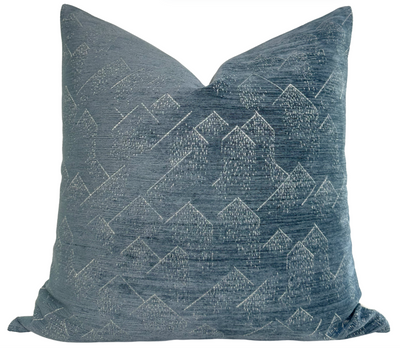 Brink Pillow Cover in Delft Ivory showing jacquard velvet front and ivory linen back fabrics