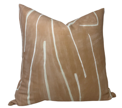 Graffito Pillow Cover featuring abstract salmon cream pattern with ivory linen backing