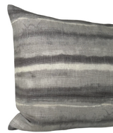 Rectangular pillow cover featuring horizontal charcoal and gray gradient stripes with a subtle textured fabric surface, photographed against a white background.
