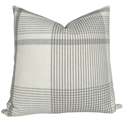 Exodus Pillow Cover in Beige showing textured woven front fabric and ivory linen back