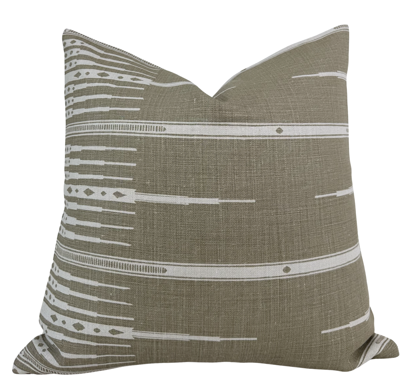 Tangiers Pillow Cover in Stone, front view with a subtle patterned linen fabric