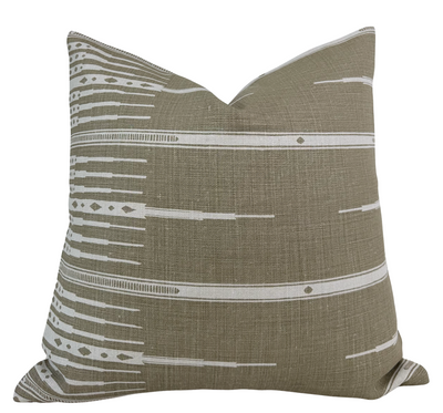 Tangiers Pillow Cover in Stone, front view with a subtle patterned linen fabric