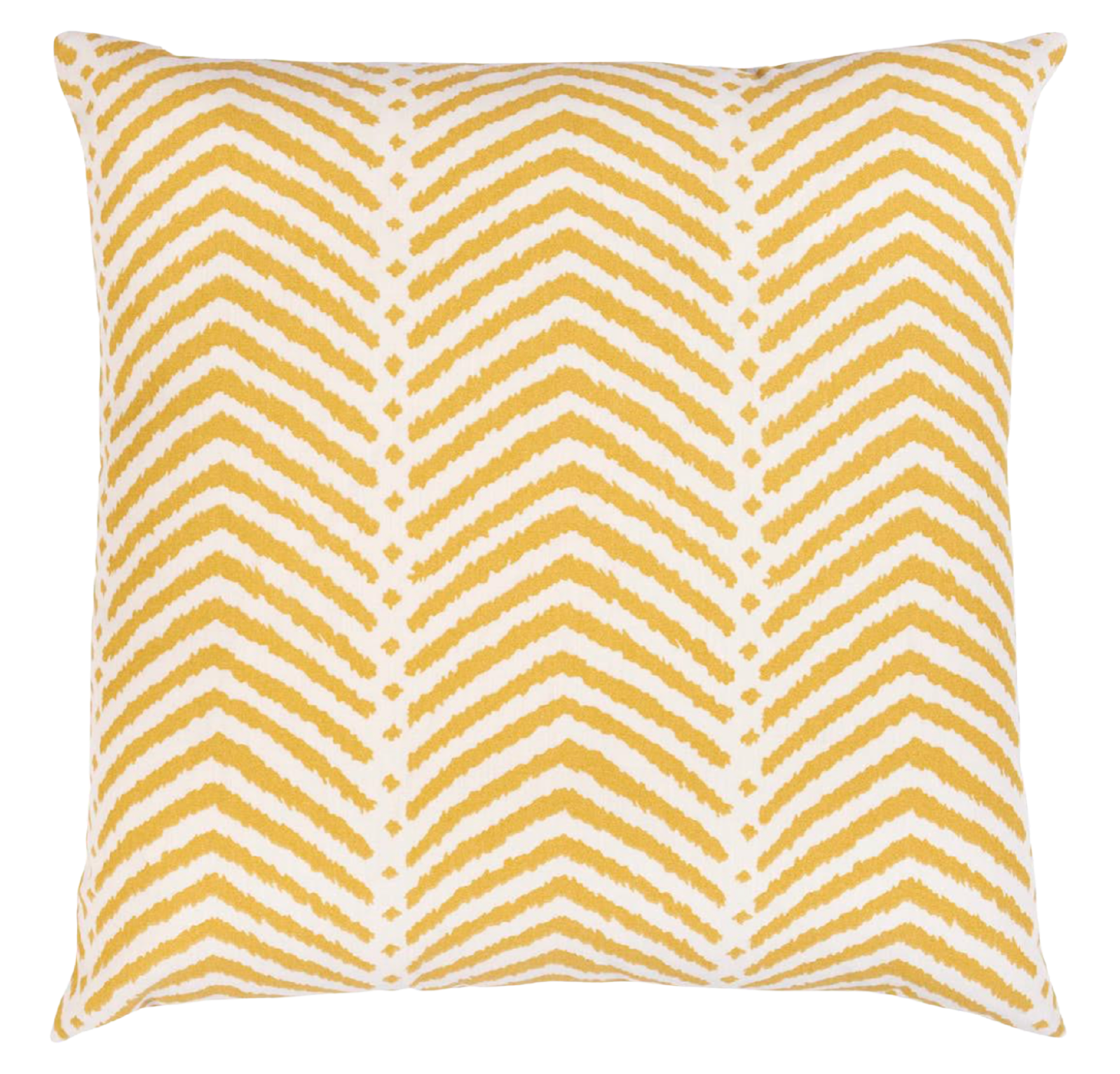 La Jolla Pillow Cover in Marigold with ivory backing laid out flat, showing vibrant pattern and fabric texture
