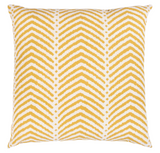 La Jolla Pillow Cover in Marigold with ivory backing laid out flat, showing vibrant pattern and fabric texture