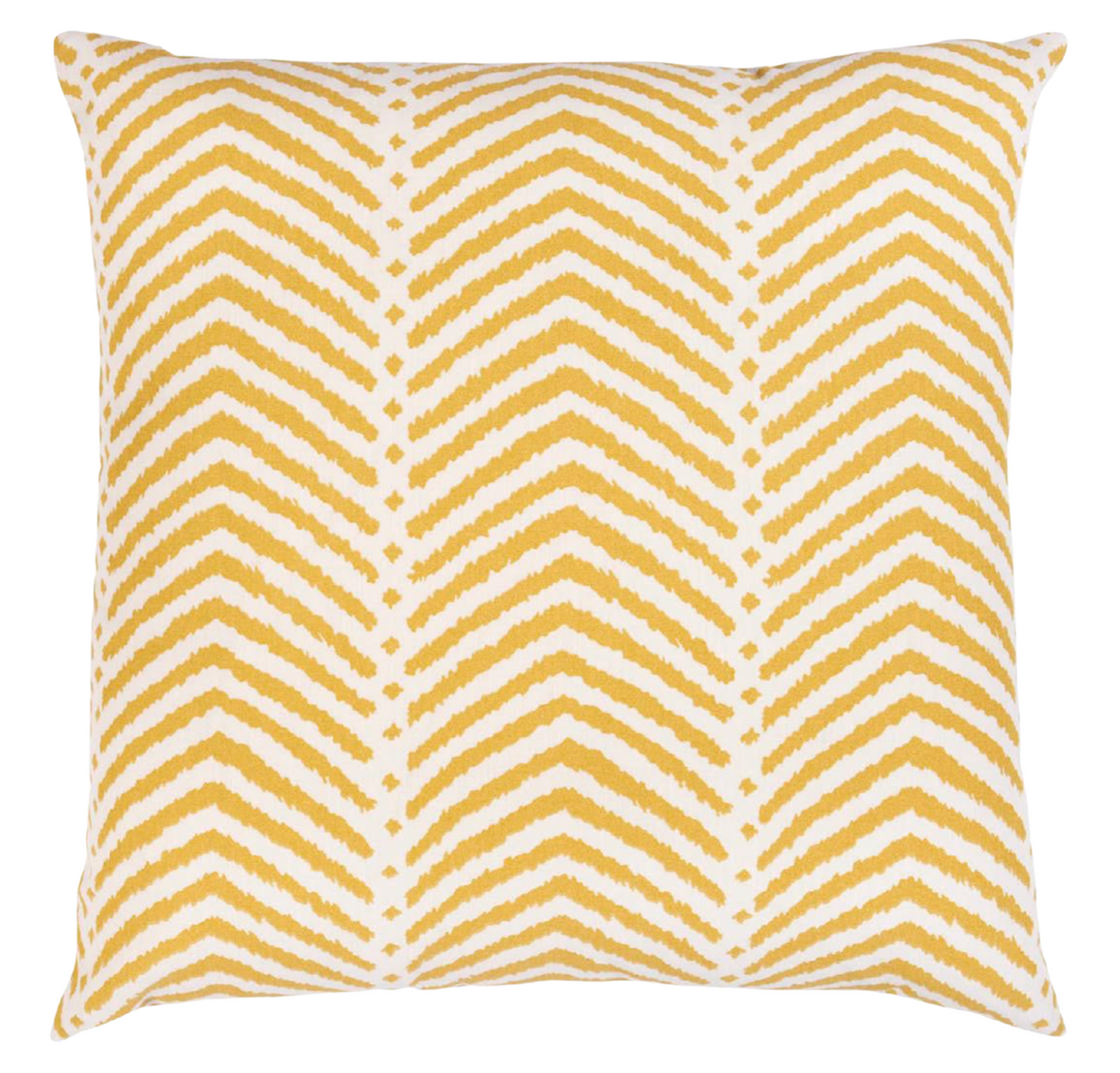 La Jolla Pillow Cover in Marigold with ivory backing laid out flat, showing vibrant pattern and fabric texture