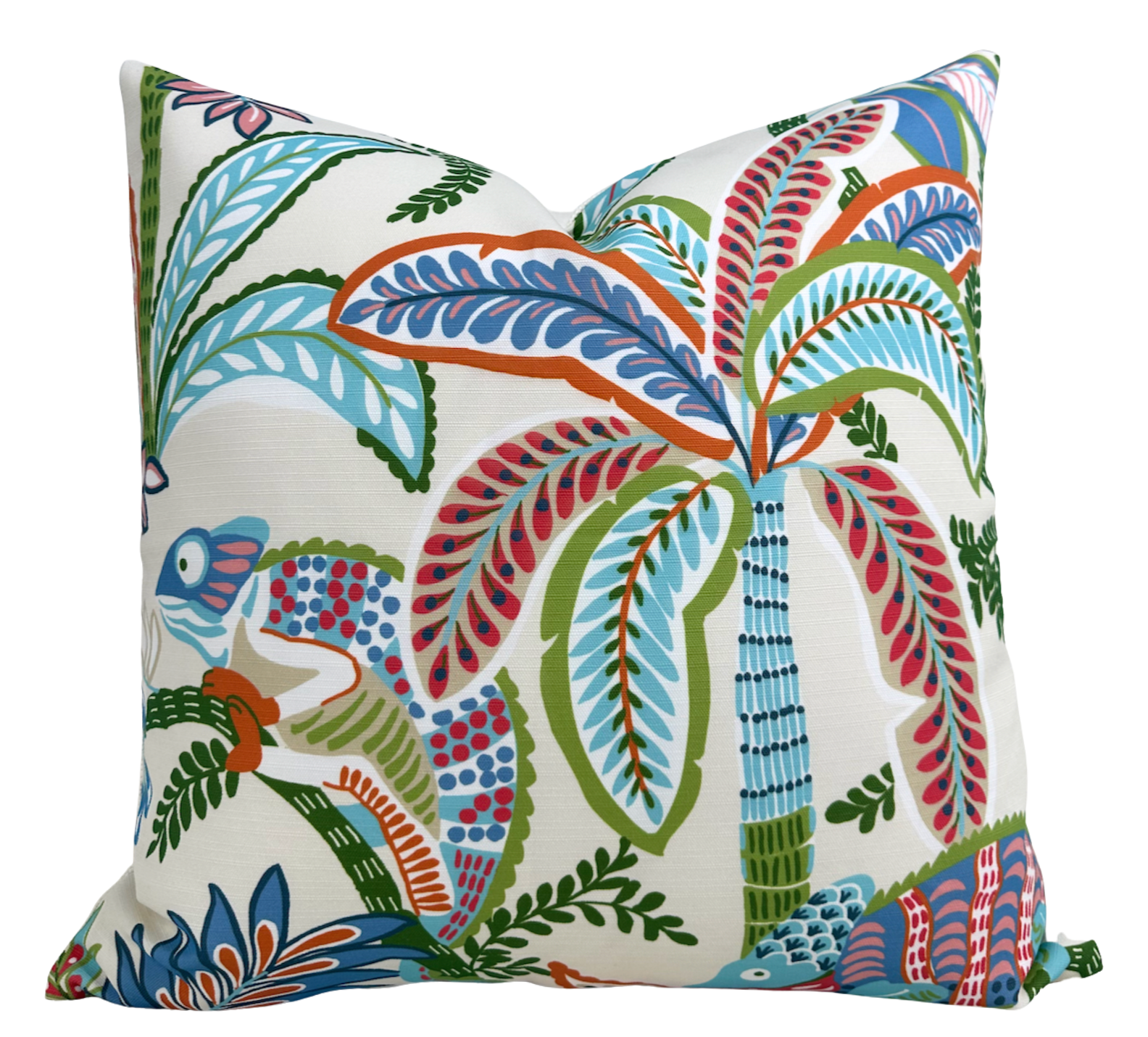 Iggy Performance Pillow Cover in Ivory showing front Thibaut printed fabric with subtle texture and ivory backing