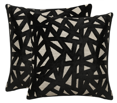Abstract Velvet Pillow Cover in Black, Kravet Woven Textiles
