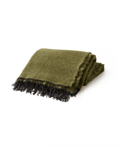 Fringe Bouclé Throw Olive by Principal's Daughter - main product image for Resin Society