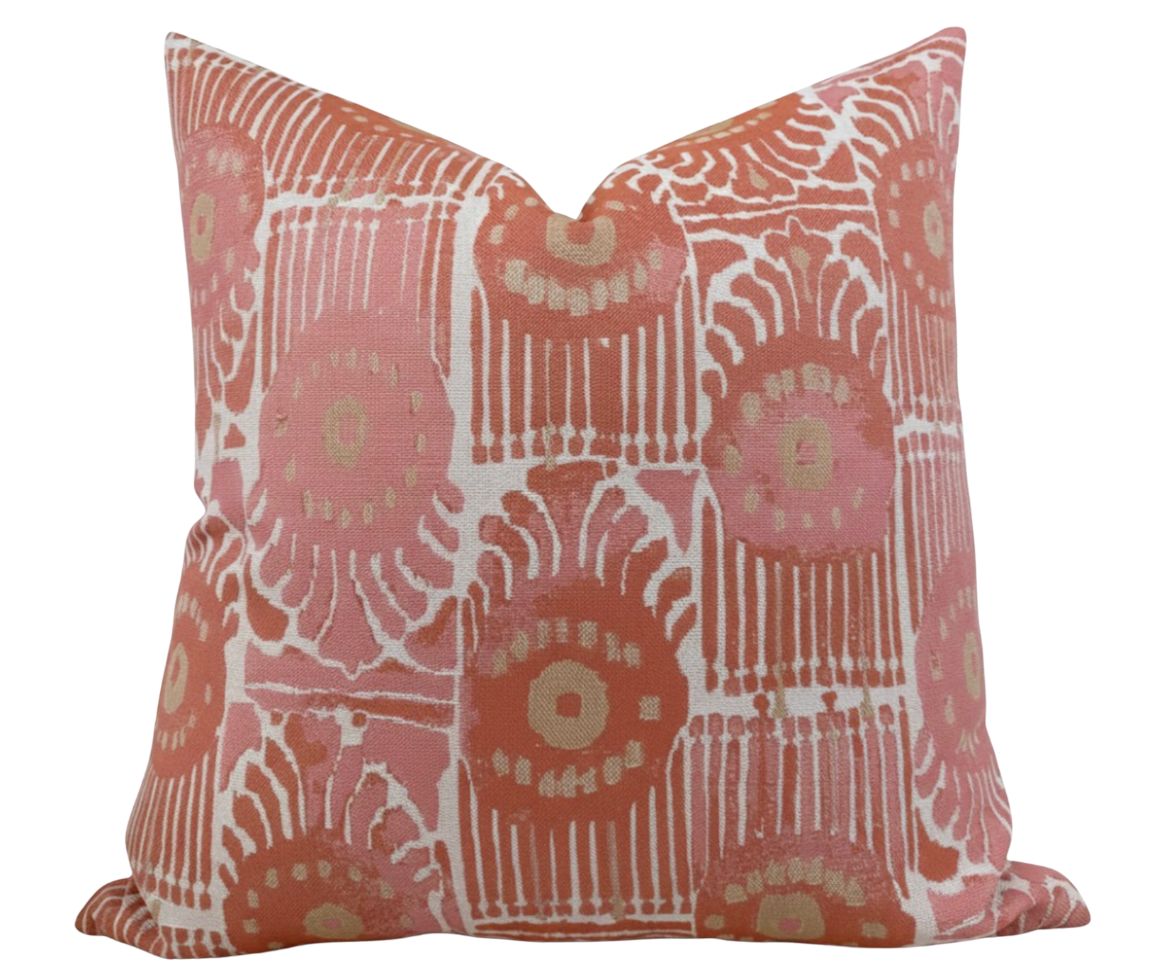 Bazaar Pillow Cover in Melon color with Go To Stripe fabric front and ivory outdoor fabric back