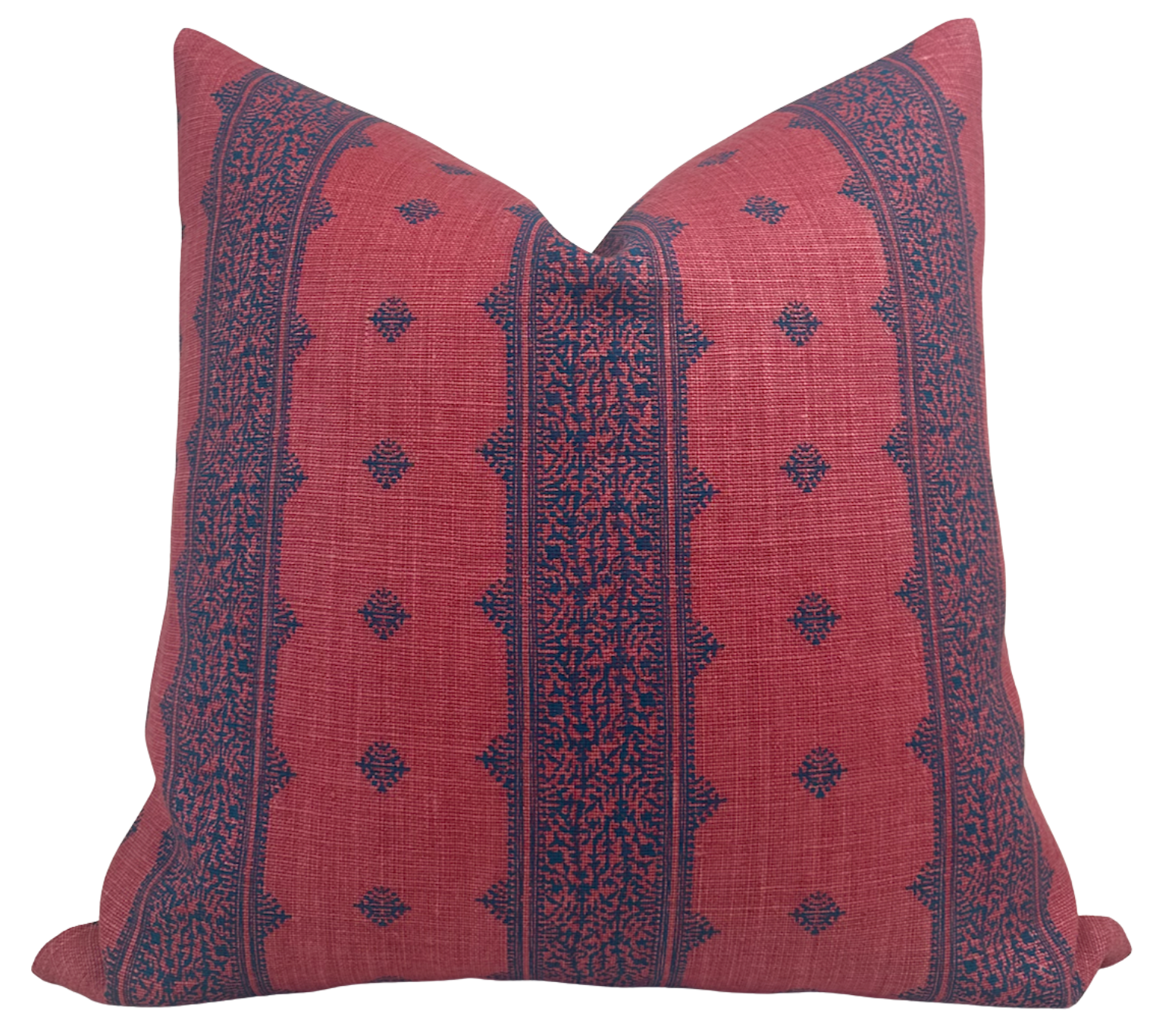 Fez Pillow Cover in Raspberry and Indigo by Peter Dunham Textiles