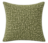 Serra Pillow Cover in Chive Green featuring a woven textile front and natural ivory linen back