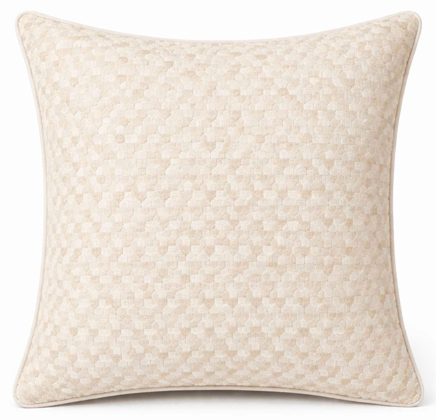 Ivins Woven Pillow Cover in Ivory with Schumacher textiles front and ivory linen back