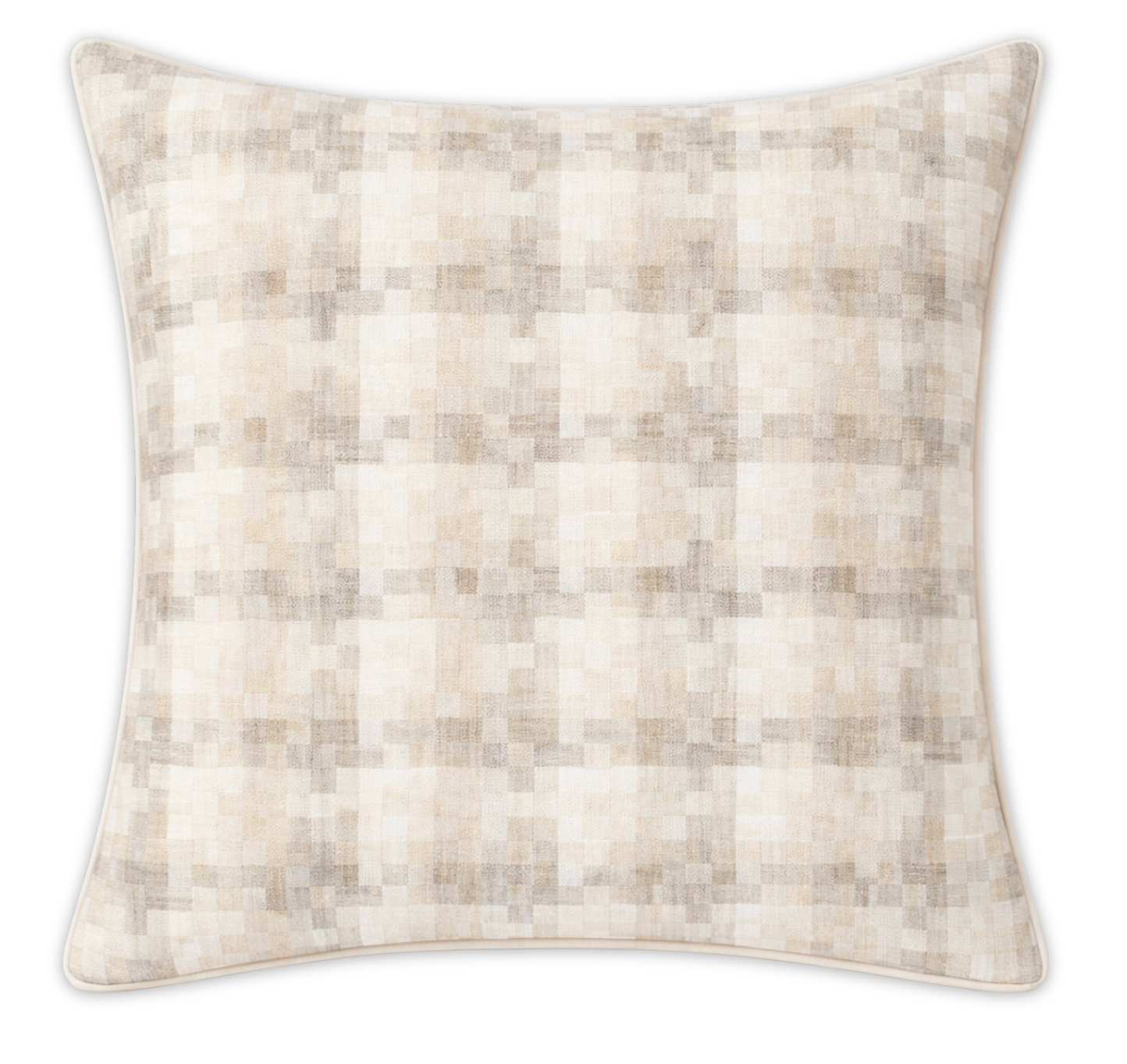 Boro woven pillow cover in natural tones with ivory linen backing