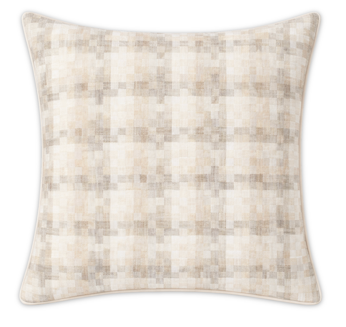 Boro woven pillow cover in natural tones with ivory linen backing