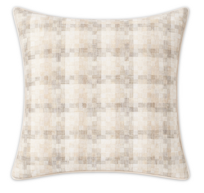 Boro woven pillow cover in natural tones with ivory linen backing
