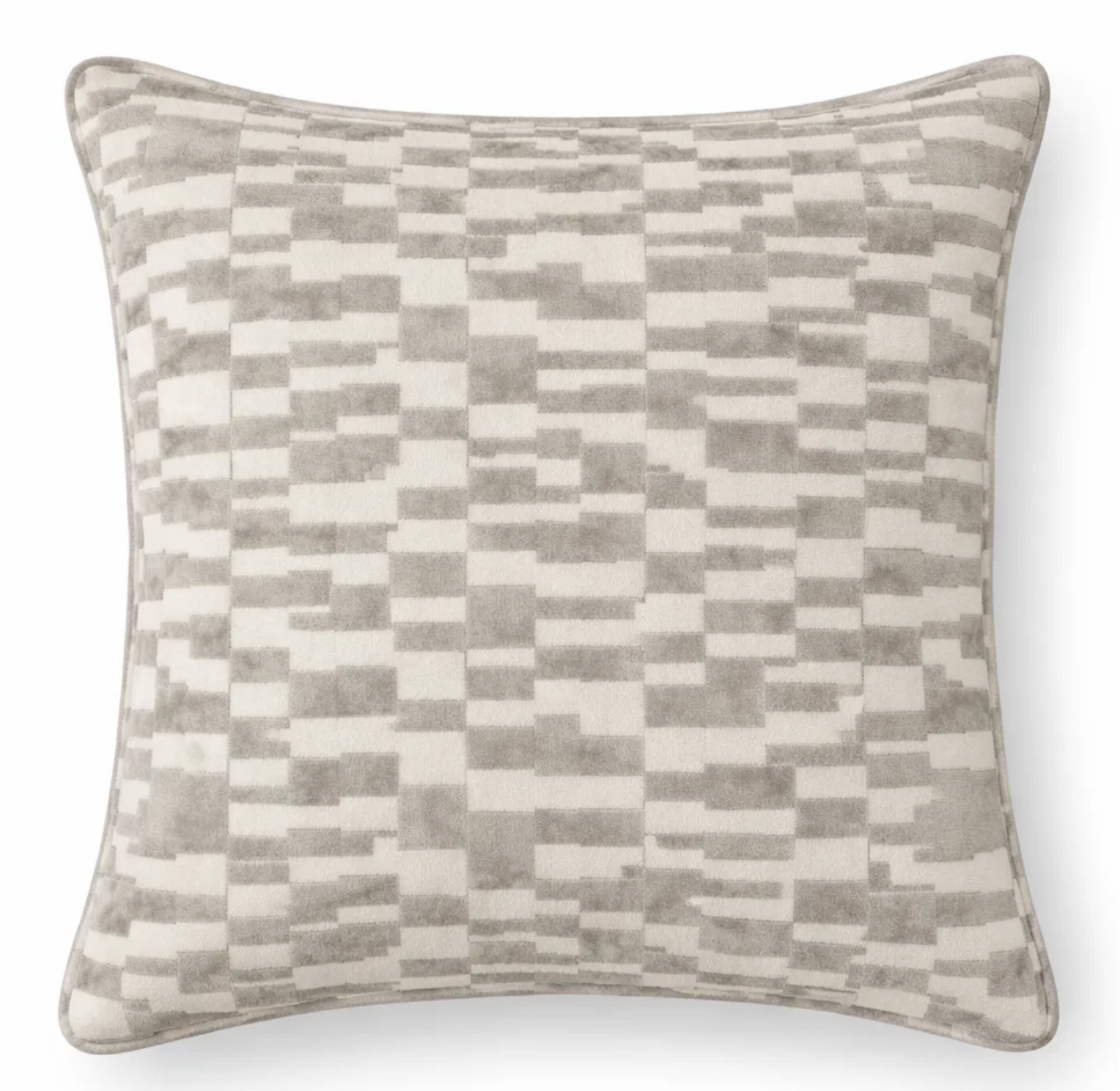 Mod Velvet Pillow Cover in Grey showing soft velvet front and visible ivory linen backing