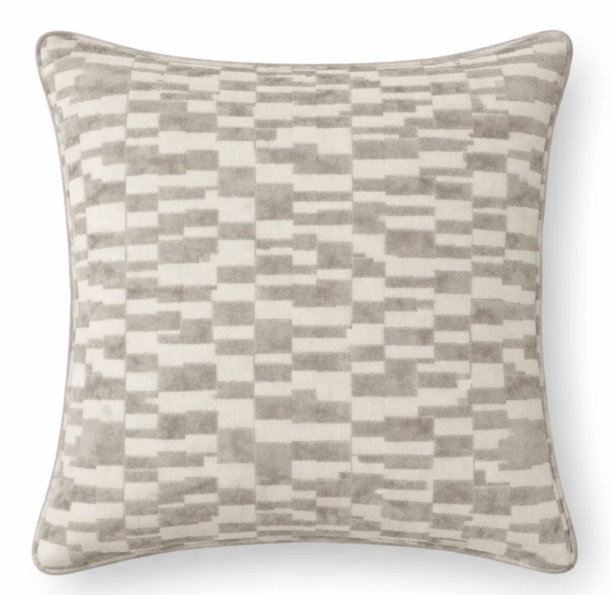 Mod Velvet Pillow Cover in Grey showing soft velvet front and visible ivory linen backing