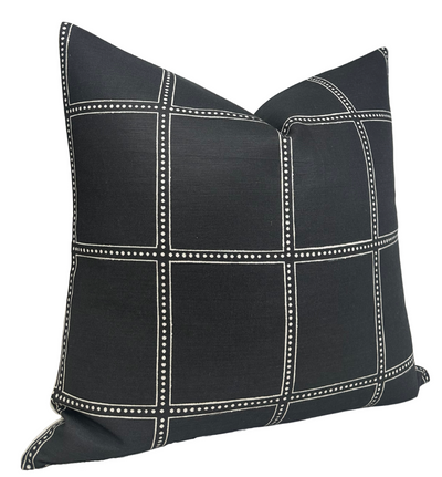 Postage Pillow Cover in Black, Designer Pillows by DEKOWE