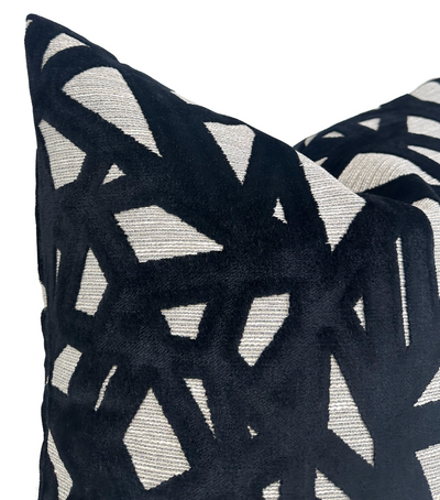 Abstract Velvet Pillow Cover in Black, Kravet Woven Textiles