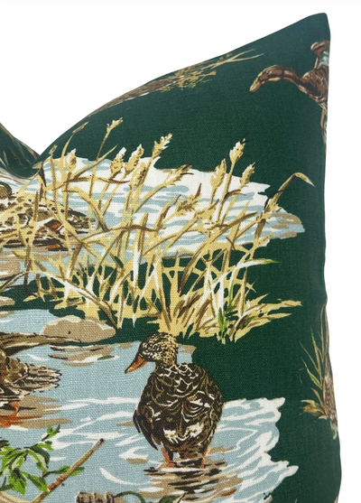 Dog and Duck Pillow Cover in Verdant, Schumacher Textiles