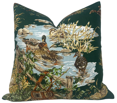 Dog and Duck Pillow Cover in Verdant, Schumacher Textiles by DEKOWE