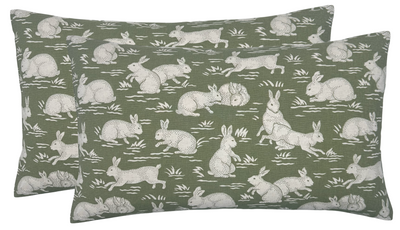 Cottontails Pillow Cover in Sage Green, Schumacher Textiles