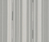 Grey and white vertical stripes with woven zigzag stitch accents on a textured fabric surface.