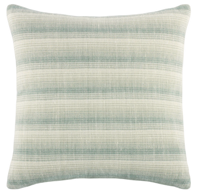 Horizon Pillow Cover in lichen woven fabric with ivory linen back