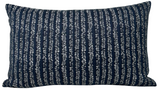 Yoko Woven Pillow Cover in Atlantic Blue displayed on a sofa