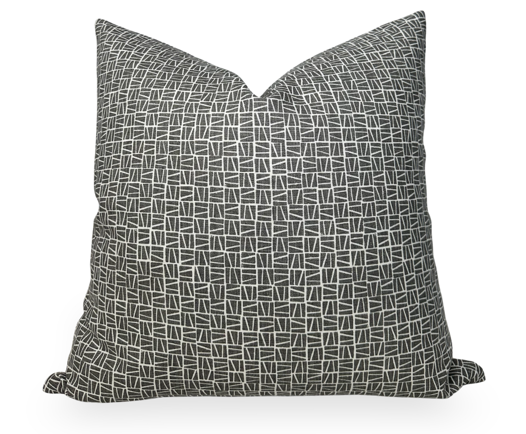 Camber Pillow Cover in charcoal with ivory back, featuring a textured linen weave and invisible zipper