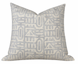Keystone Pillow Cover in Fennel Grey on a sofa showcasing linen texture and finished edges