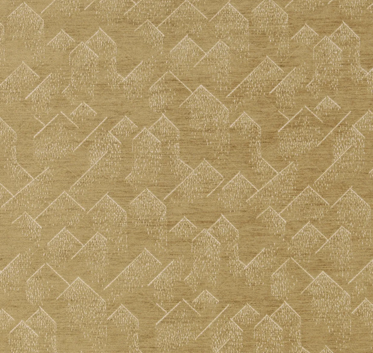 Bronze fabric with an intricate geometric pattern of overlapping outlined mountain-like shapes in a slightly lighter bronze shade.