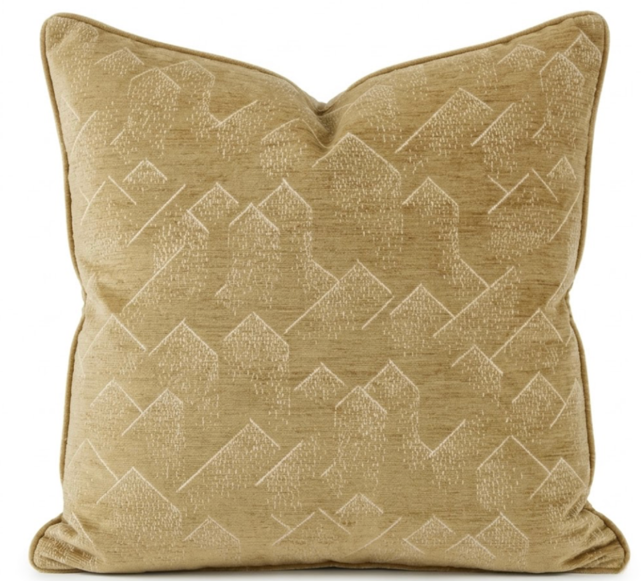 Brink Pillow Cover in Bronze, showing jacquard velvet front and ivory linen back fabrics