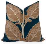 Lacinato pillow cover in ochre and mineral shades with ivory linen backing