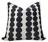 Full Circle Pillow Cover in Faded Black featuring circular pattern and ivory linen backing