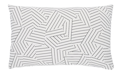 Deconstructed Stripe Pillow Cover in Black with ivory linen back